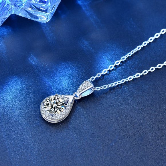 Certified 1ct. t.w. Diamond Moissanite Waterdrop Necklace NEW - Picture 3 of 9